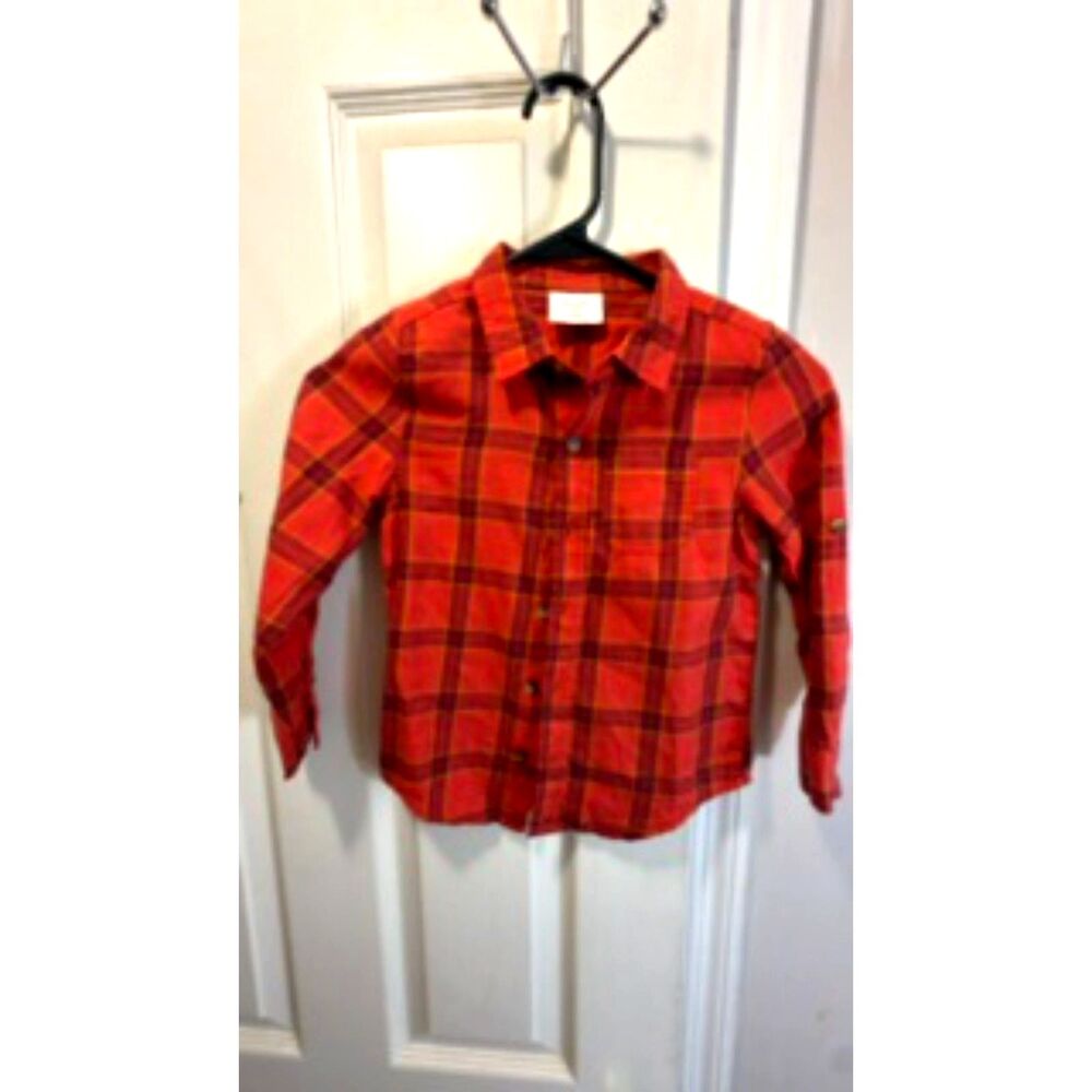 Okie Dokie Boy's Flannel Red Striped Shirt Size 5T